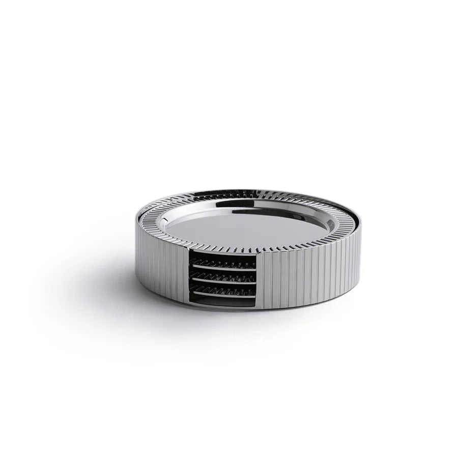 Striations Coasters in Holder, SIlver & Gold