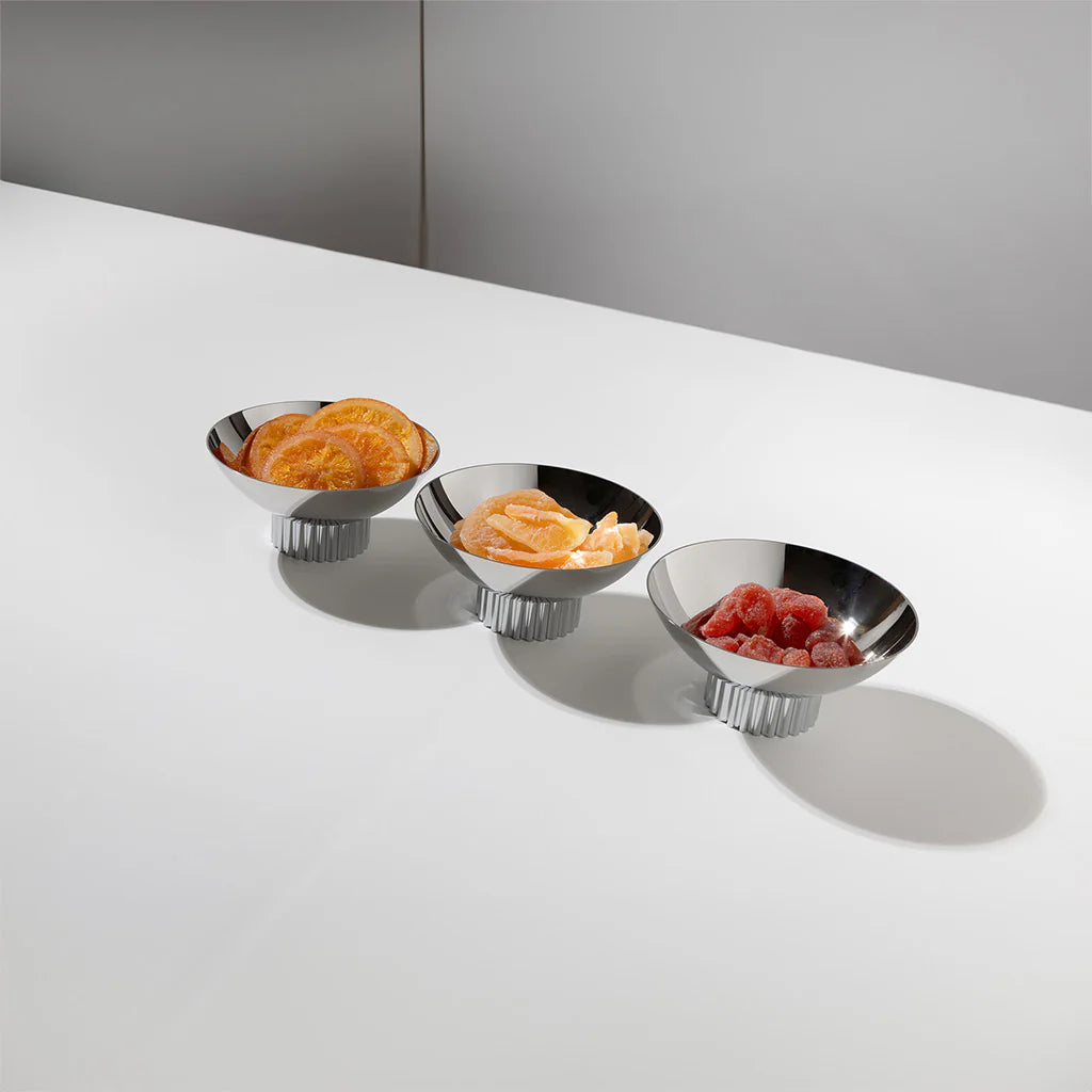 Striations Tio Bowl Set, Silver & Gold