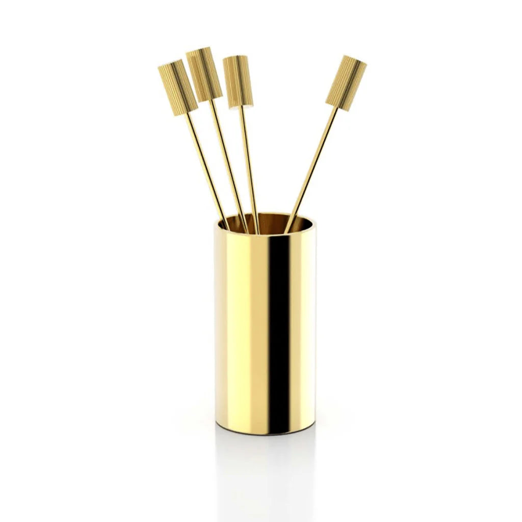 Striations Cocktail Picks Set, Silver & Gold