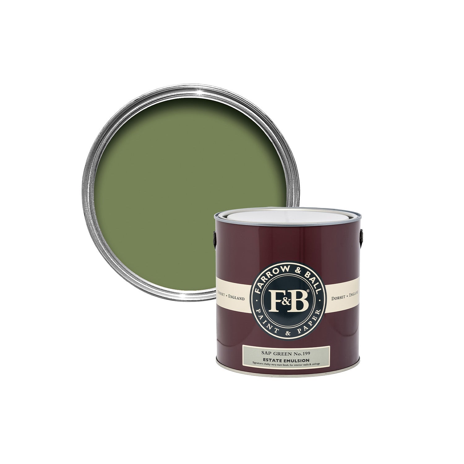 Farrow &amp; Ball Sap Green No. 199 paint sample pot, duvallatelier.com