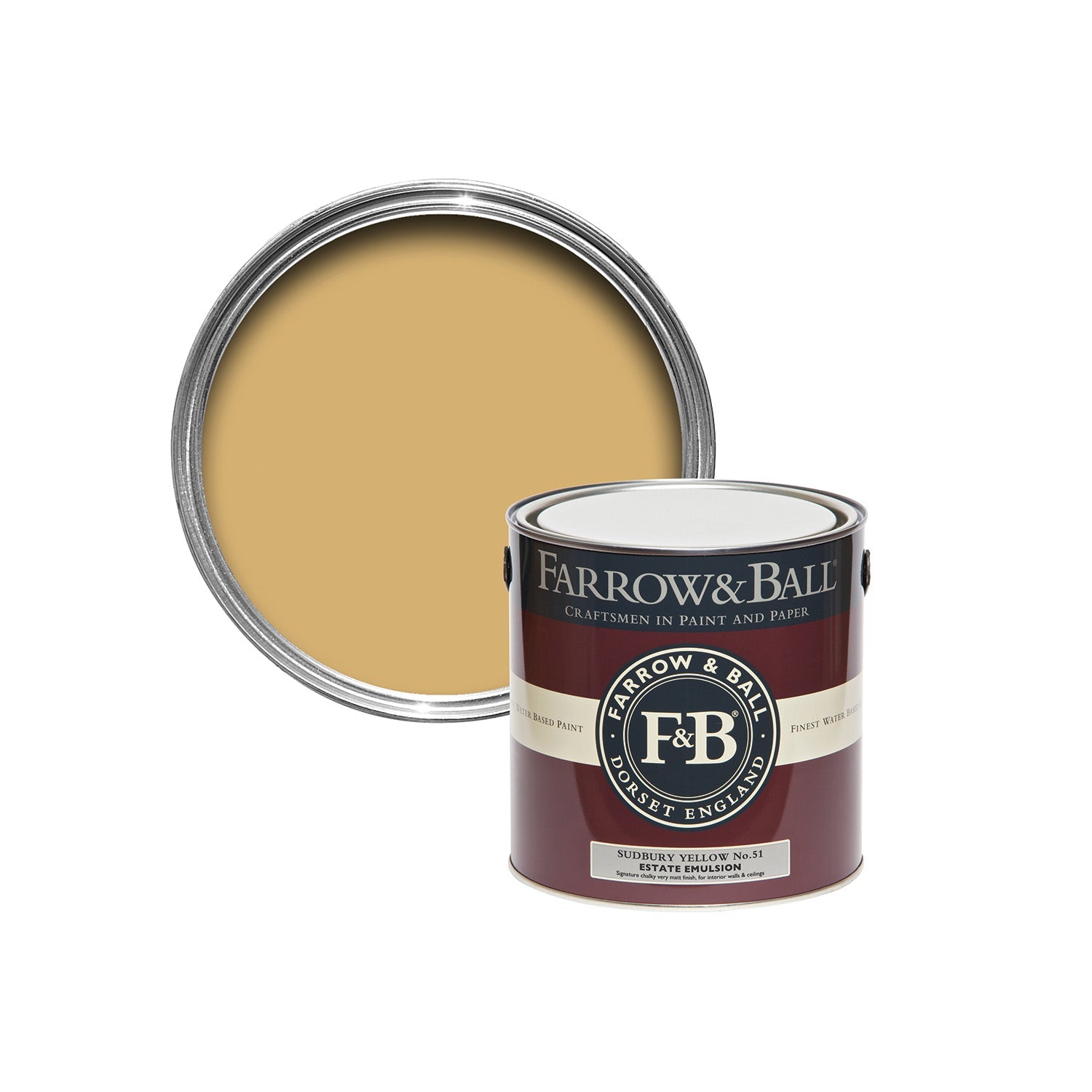 Farrow & Ball Sudbury Yellow No. 51 paint sample pot, duvallatelier.com