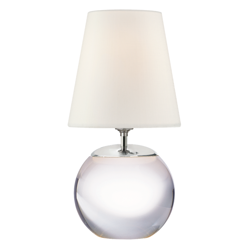 Terri Round Accent Lamp in Alabaster with Linen Shade, duvallatelier.com