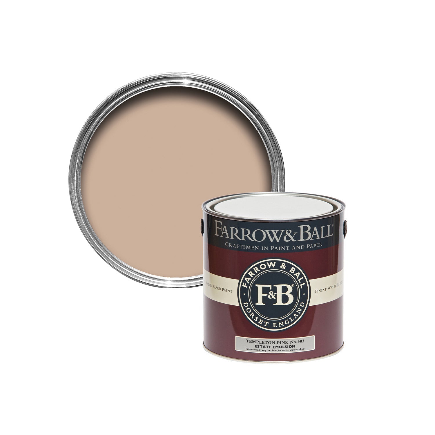 Farrow & Ball Templeton Pink No. 303 paint sample pot, duvallatelier.com