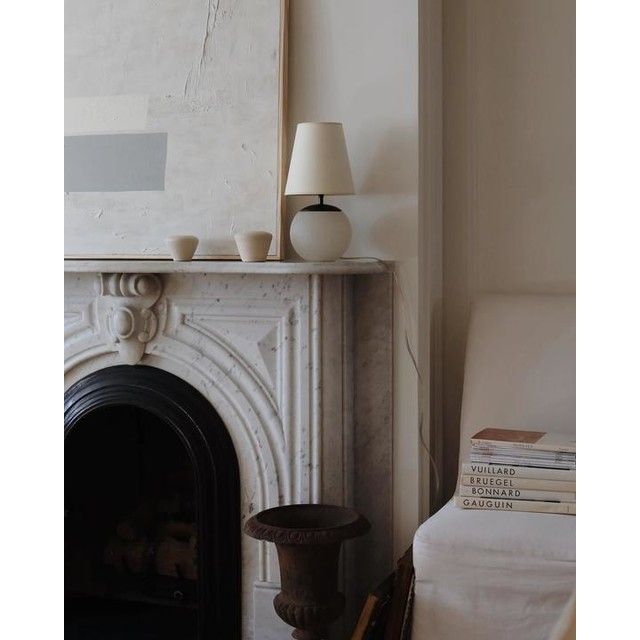 Terri Round Accent Lamp in Alabaster with Linen Shade, duvallatelier.com