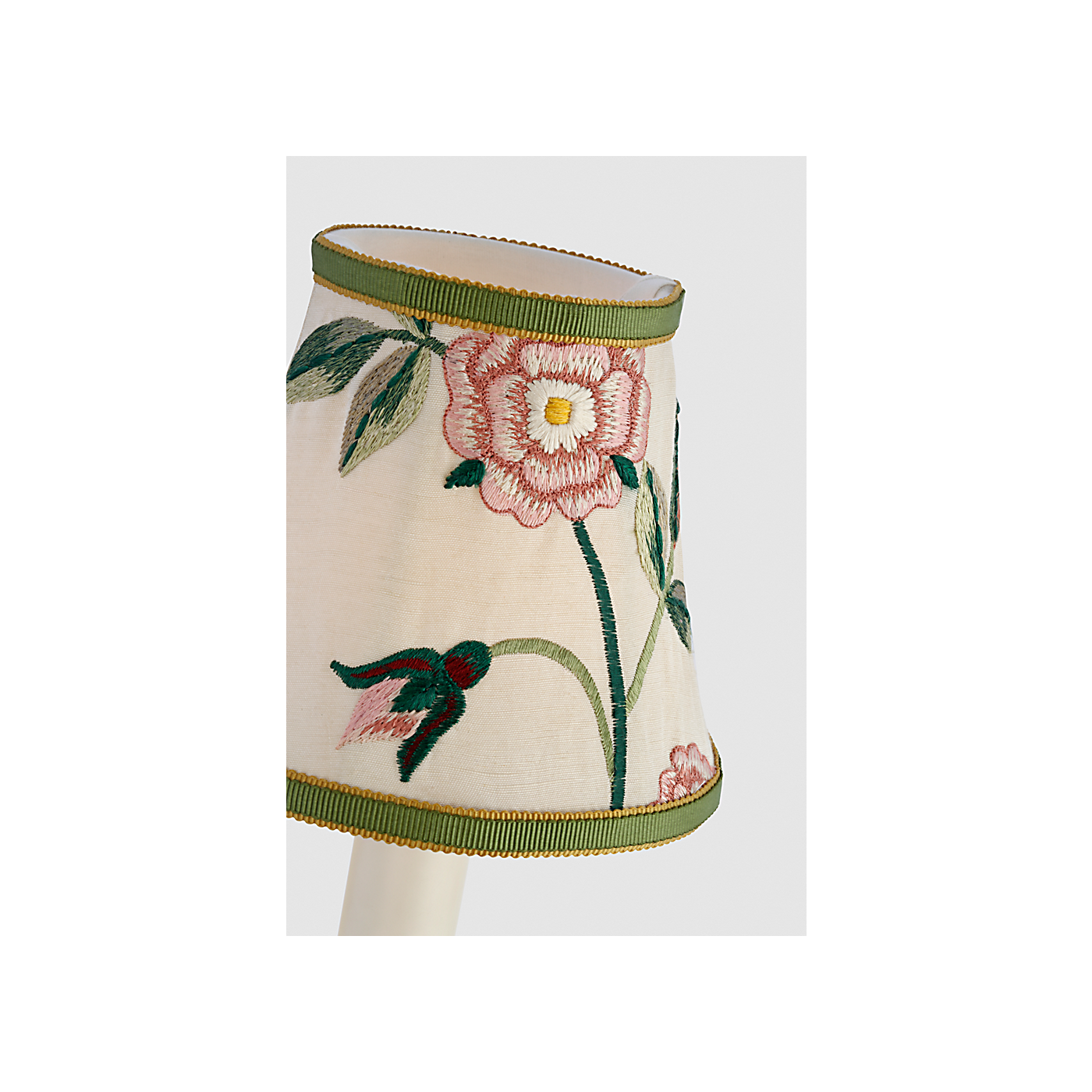 Tara Small Sconce - Embroidered Royal Silk Schumacher Shade, duvallatelier.com