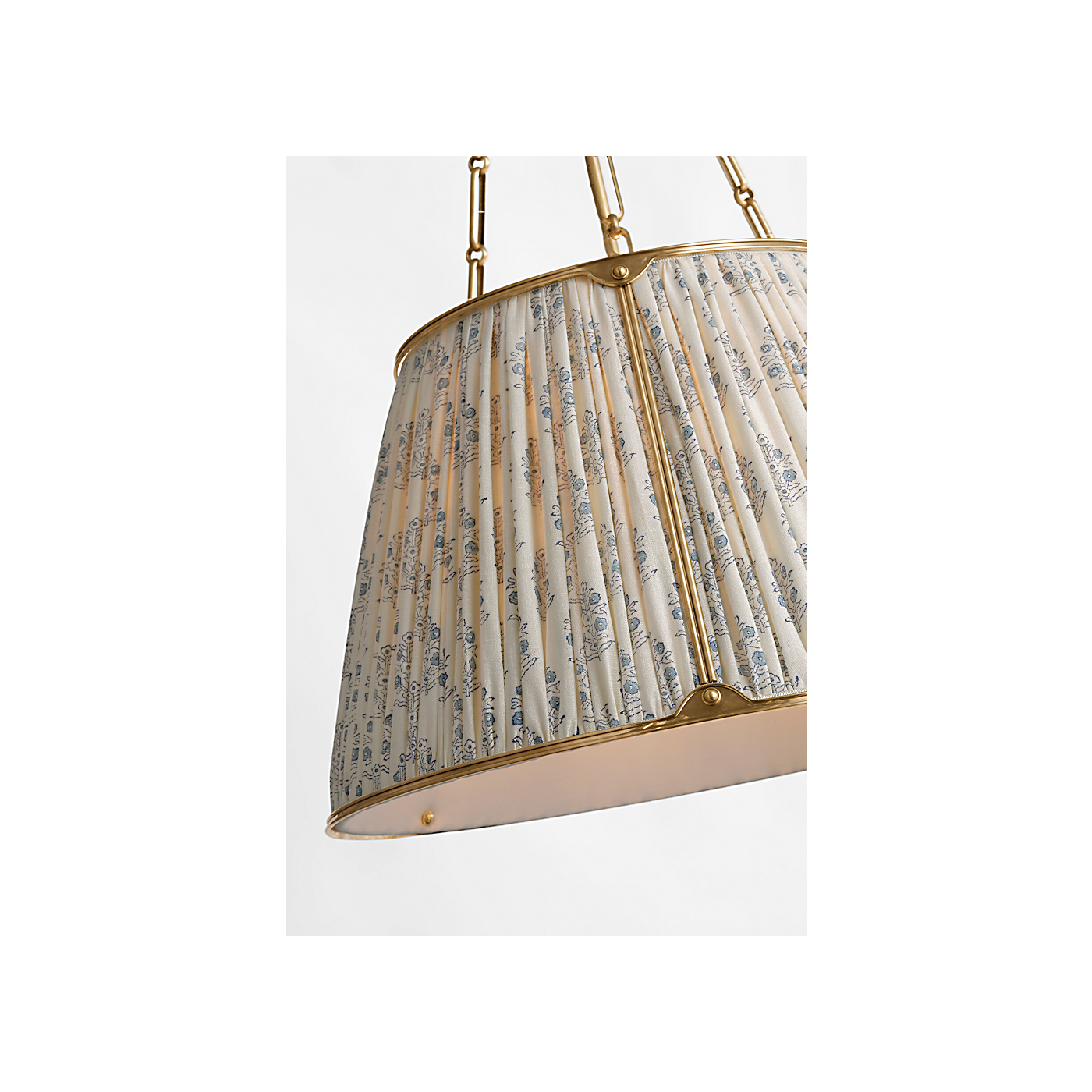 Allister 21" Hanging Shade with Schumacher Blue Aditi Pleated Shade, duvallatelier.com