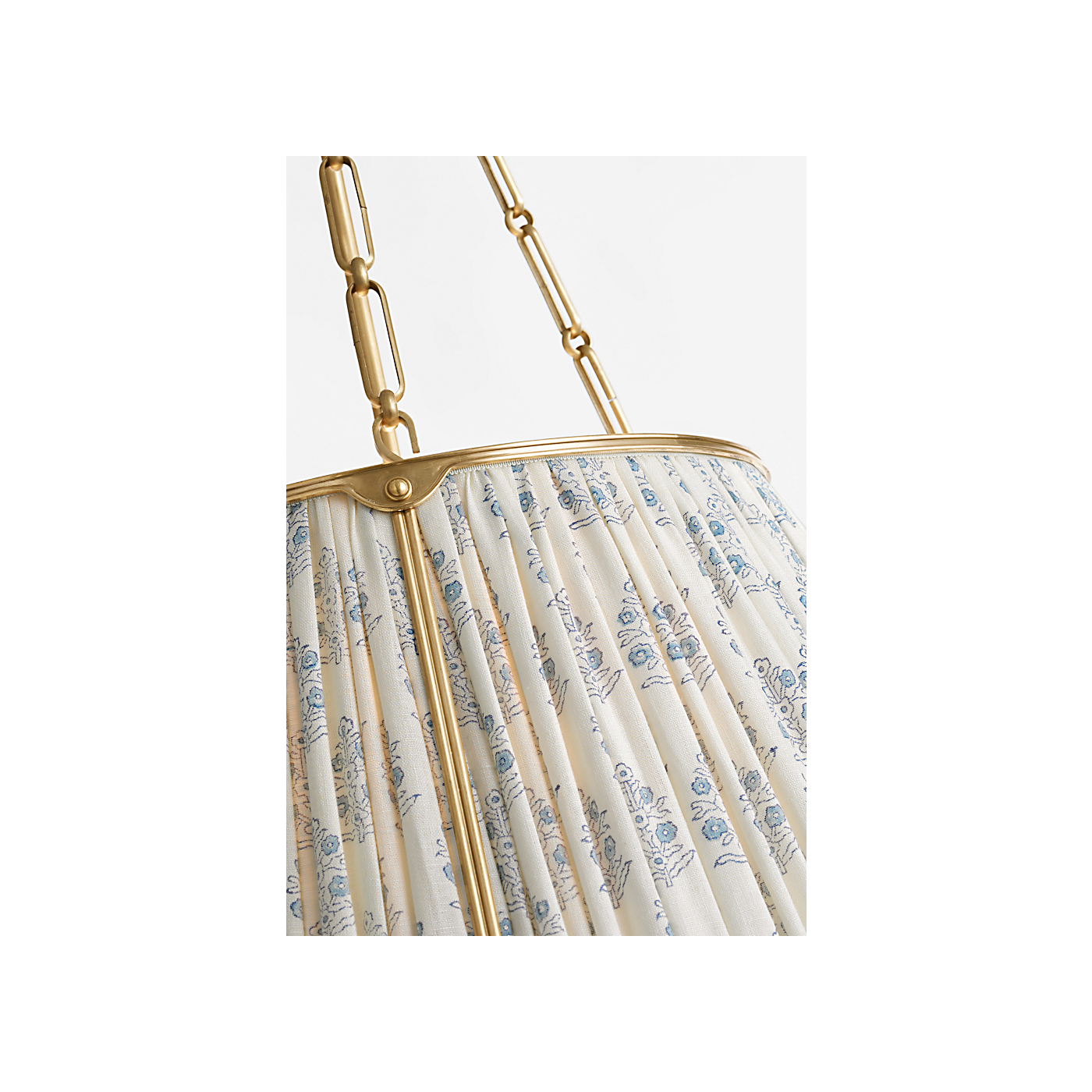 Allister 21" Hanging Shade with Schumacher Blue Aditi Pleated Shade, duvallatelier.com