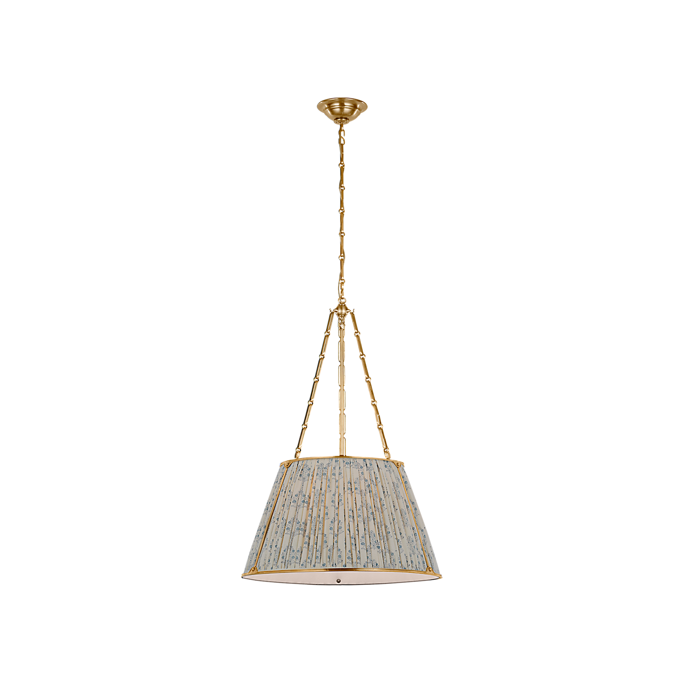Allister 21" Hanging Shade with Schumacher Blue Aditi Pleated Shade, duvallatelier.com