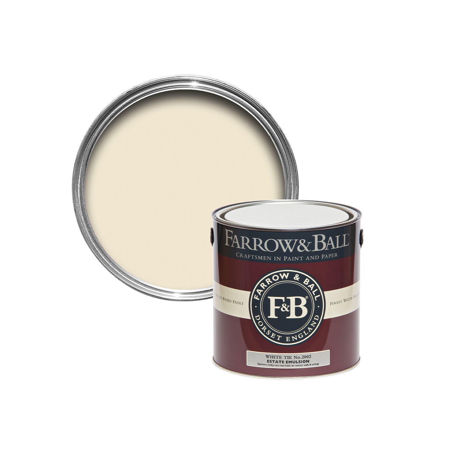 Farrow & Ball White Tie No. 2002 paint sample pot, duvallatelier.com