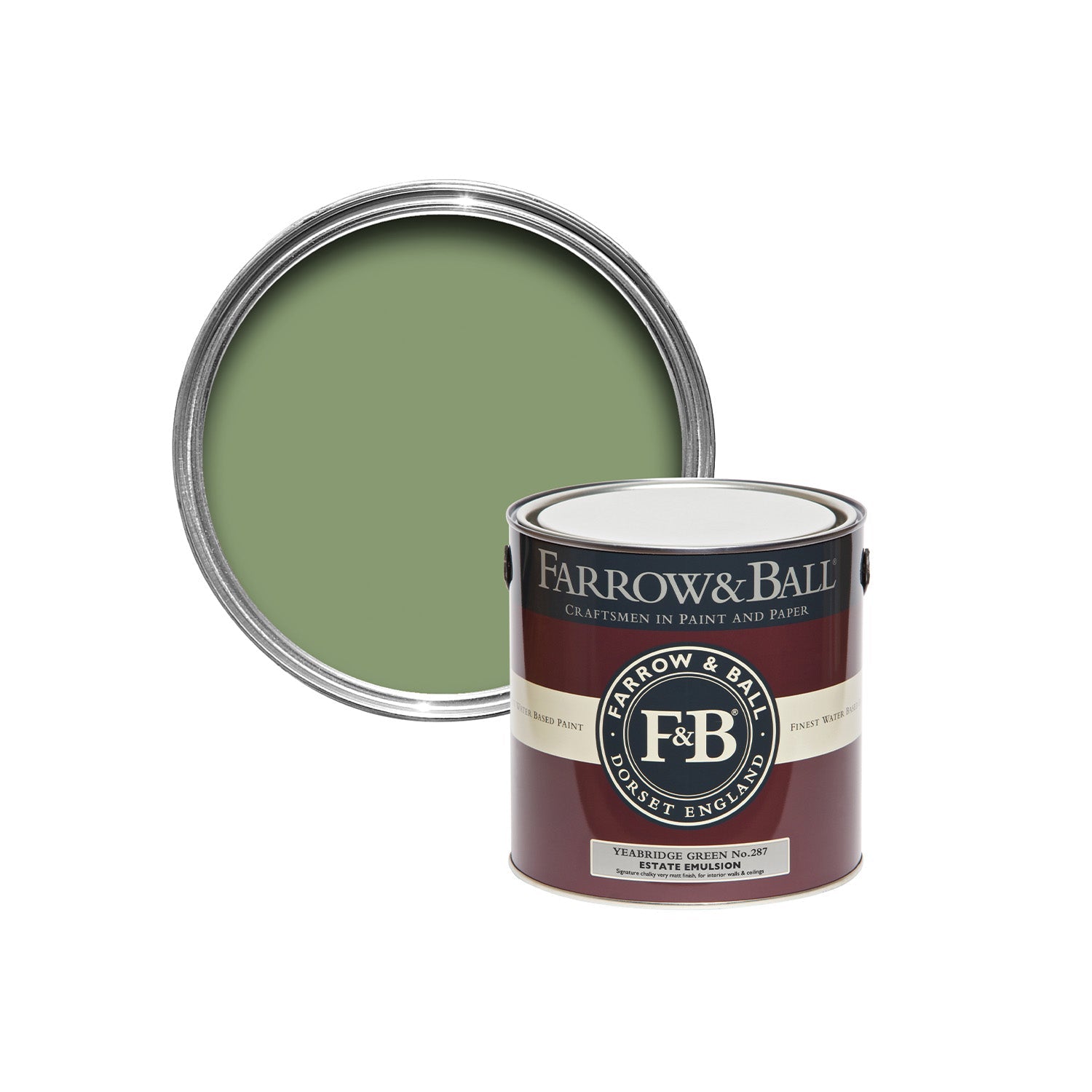 Farrow & Ball Yeabridge Green No. 287 paint sample pot, duvallatelier.com