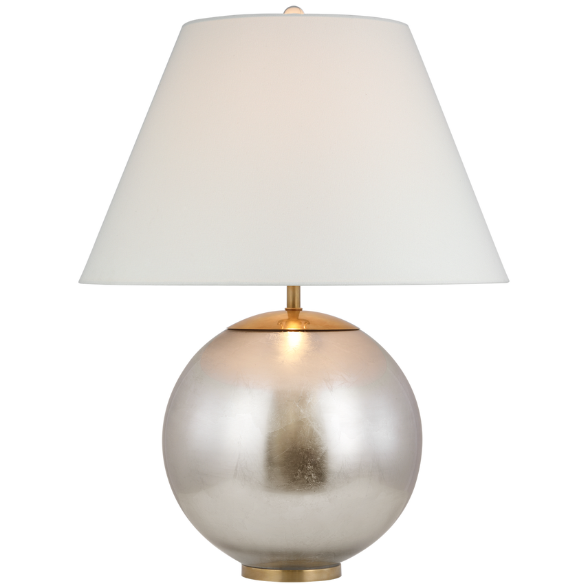 Morton Table Lamp in Burnished Silver Leaf with Linen Shade