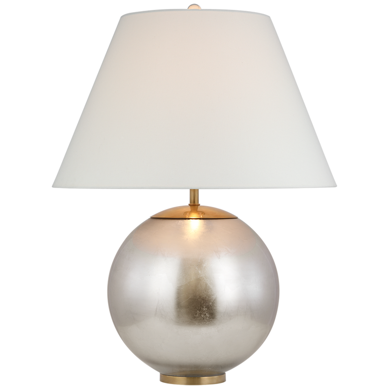 Morton Table Lamp in Burnished Silver Leaf with Linen Shade