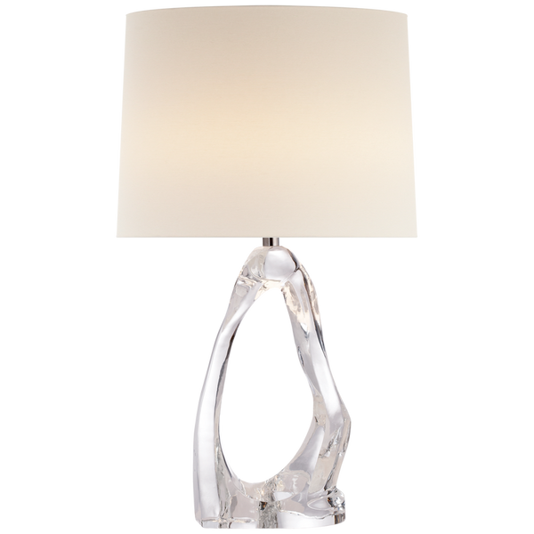 Cannes Table Lamp Clear Glass with Linen Shade