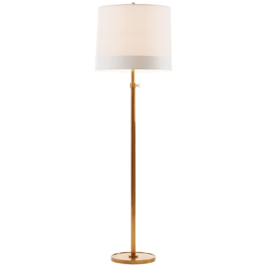 SIMPLE FLOOR LAMP SOFT BRASS WITH SILK SHADE