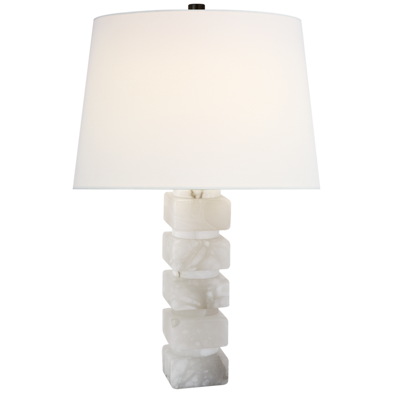 Square Chunky Stacked Table Lamp with Linen Shade