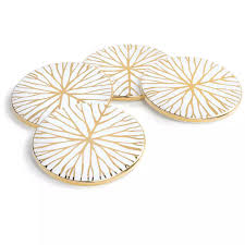 TALIANNA LILYPAD COASTERS - WHITE/GOLD