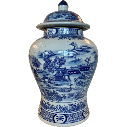 BLUE & WHITE LIDDED JAR