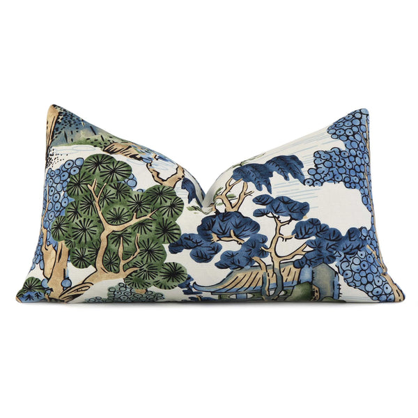 14x20 ASIAN SCENIC PILLOW BLUE GREEN