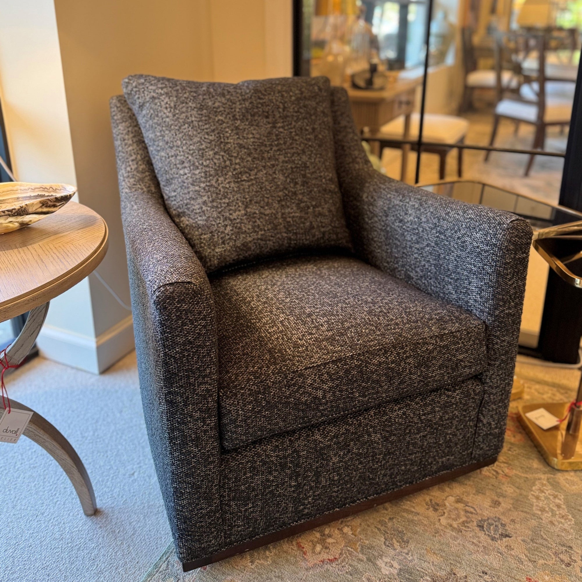 Jamestown Swivel in Black Boucle, duvallatelier.com