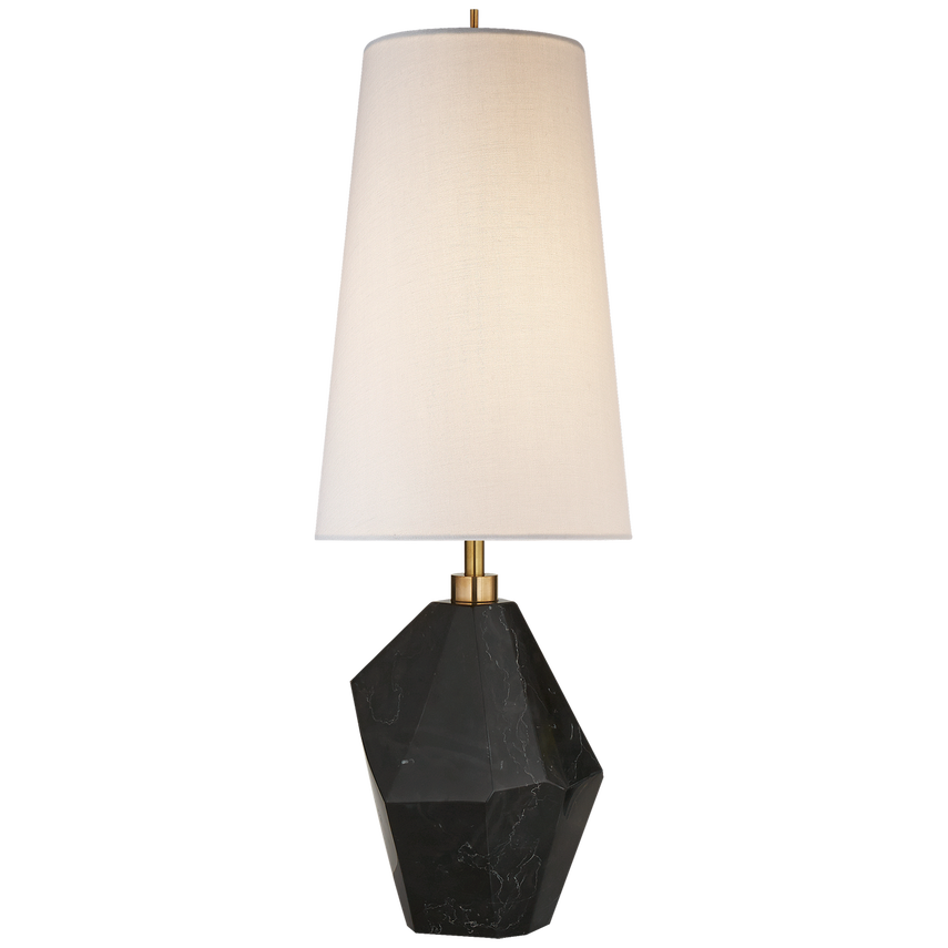 Halcyon Accent Lamp in Black Cremo Marble with Linen Shade
