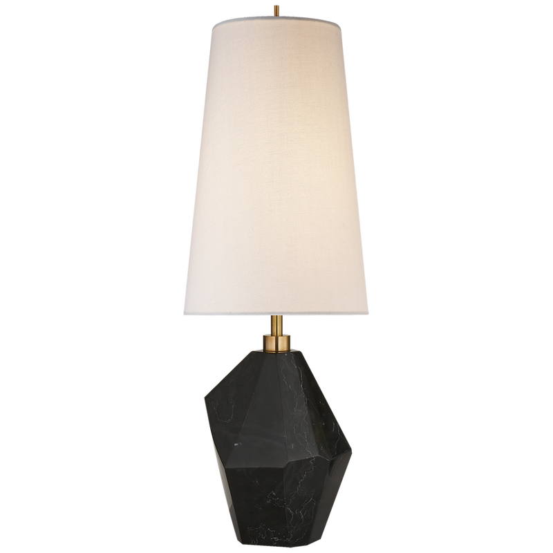 Halcyon Accent Lamp in Black Cremo Marble with Linen Shade