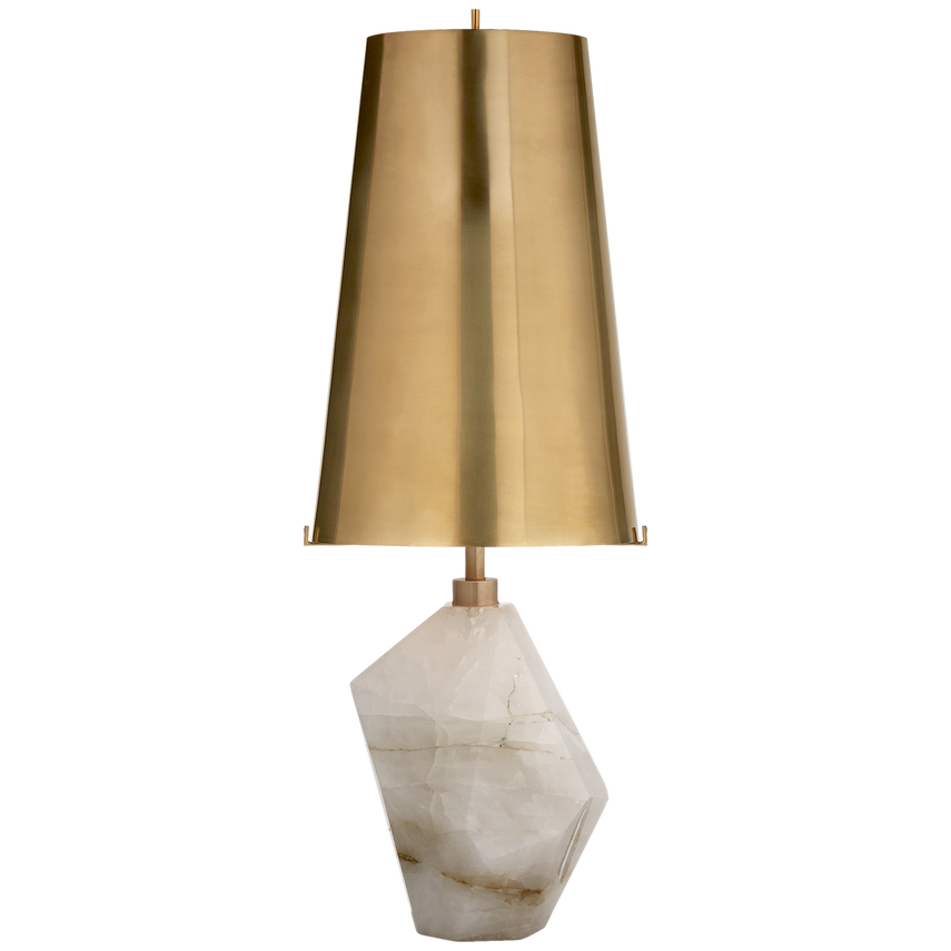 Halcyon Accent Table Lamp in Quartz with Antique Brass Shade