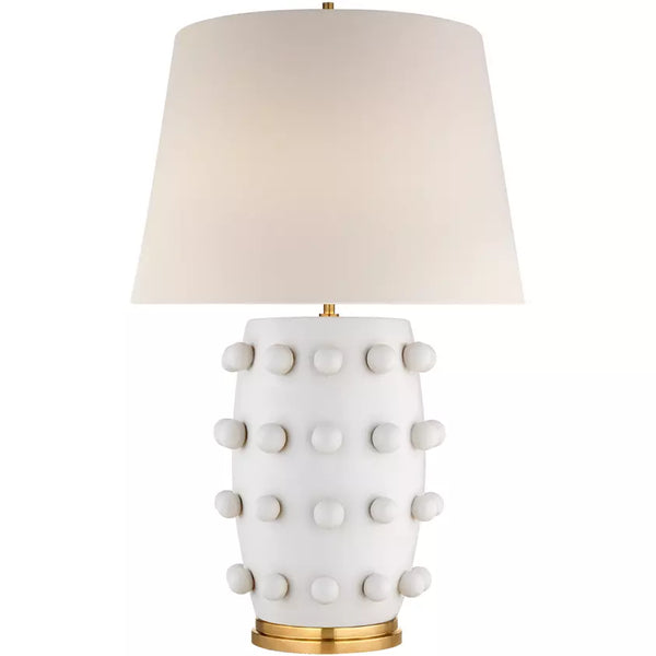 Linden Medium Lamp White With Linen Shade