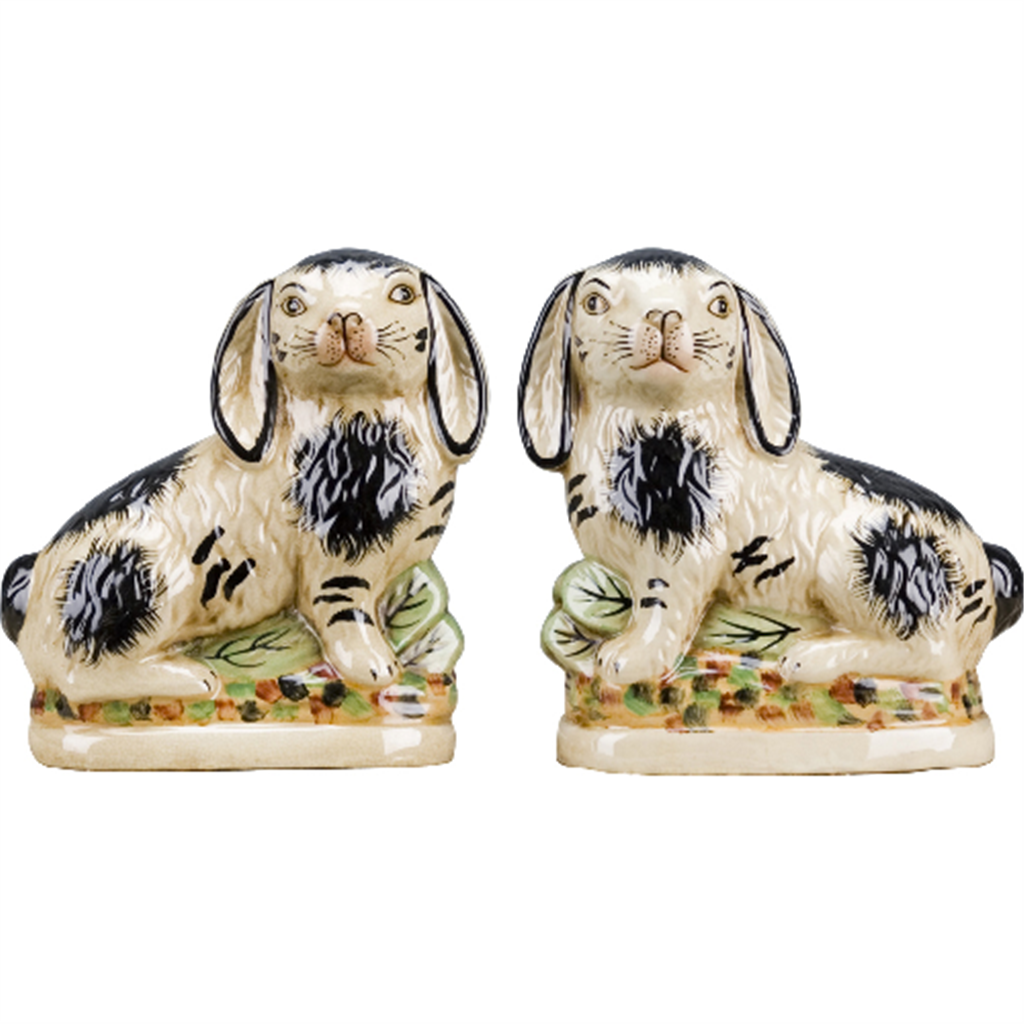 Staffordshire Bunny Ornament Pair