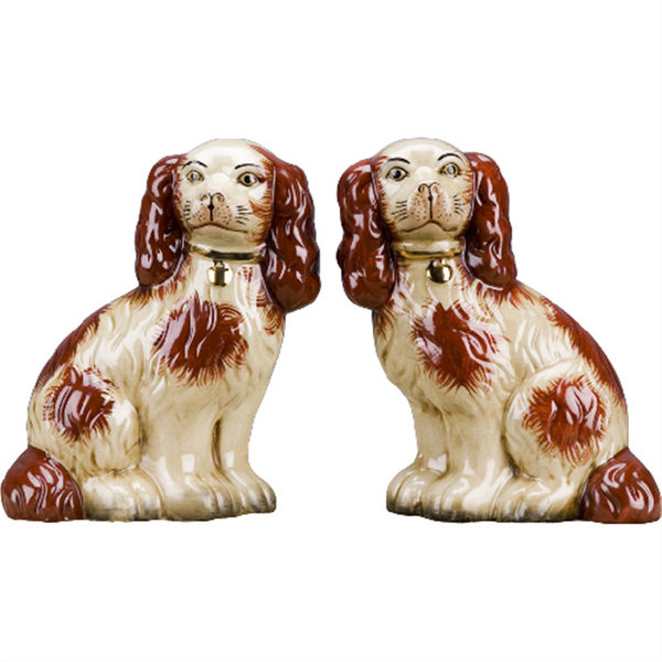 STAFFORDSHIRE DOGS IN BURNDT ORANGE