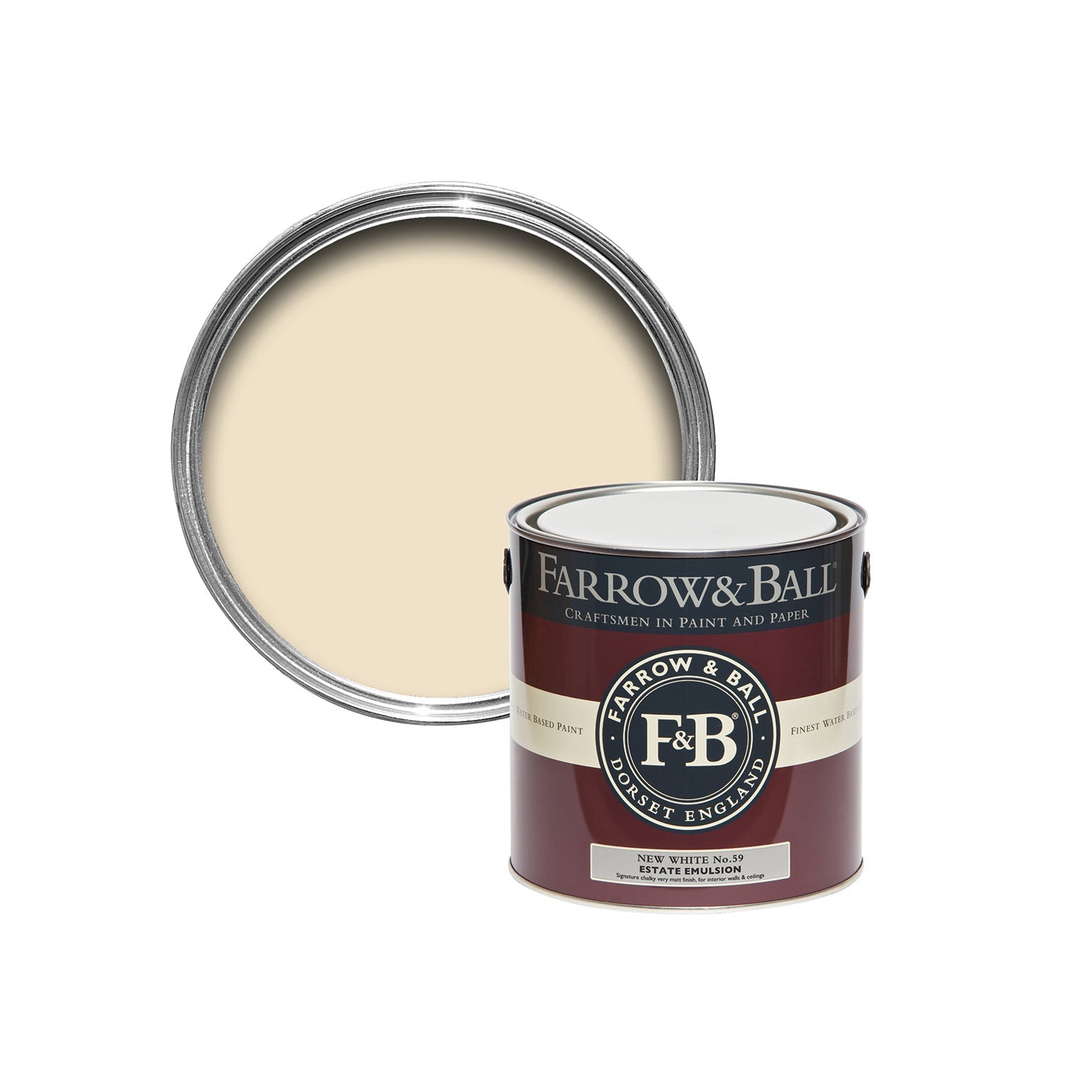 Farrow & Ball New White No. 59 Sample Pot paint, duvallatelier.com