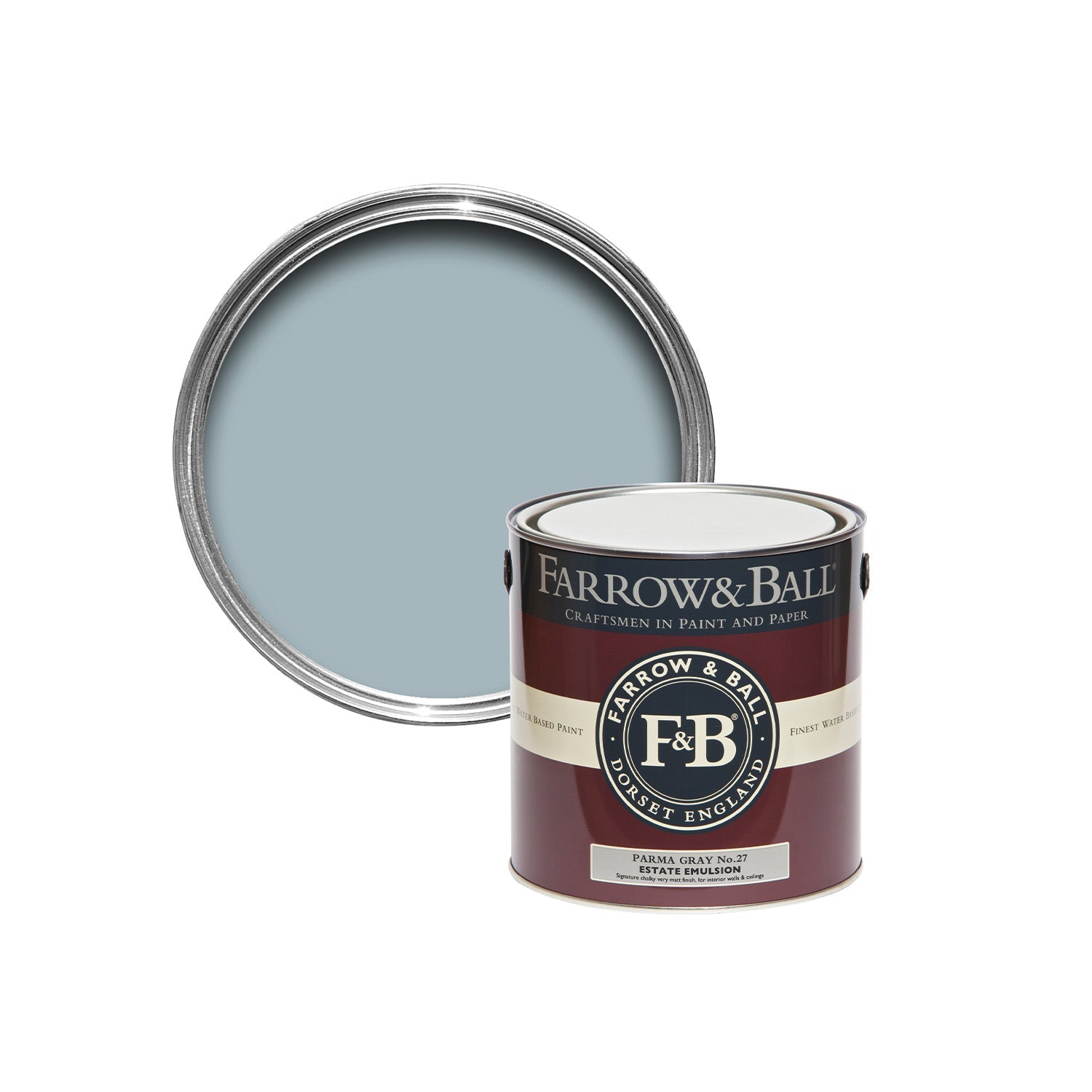 Farrow & Ball Parma Gray No. 27 paint sample pot, duvallatelier.com