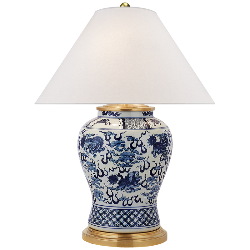 Foo Dog Table Lamp WITH SILK SHADE