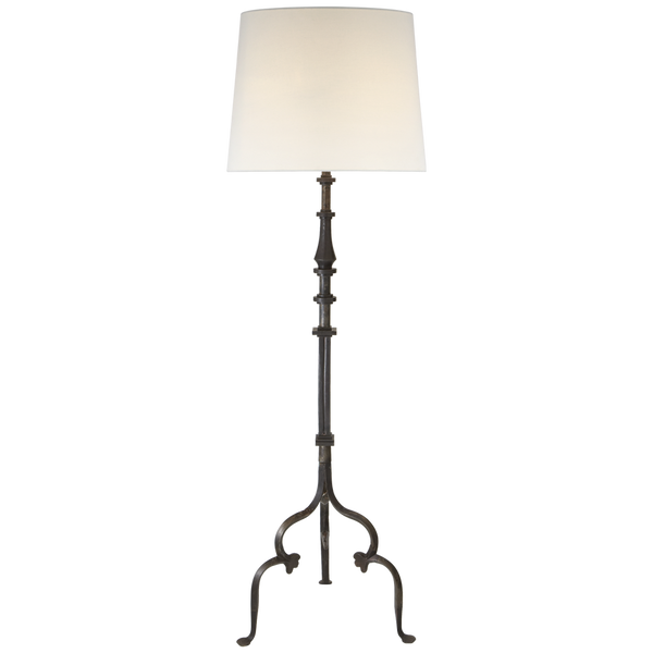 Madeline Floor lamp Height: 66"
Width: 21"
Base: 22" Tripod
Socket: E26 Hi-Lo
Wattage: 150 A21
Shade Details: 14" x 21" X 14"
Weight: 21 lbs.