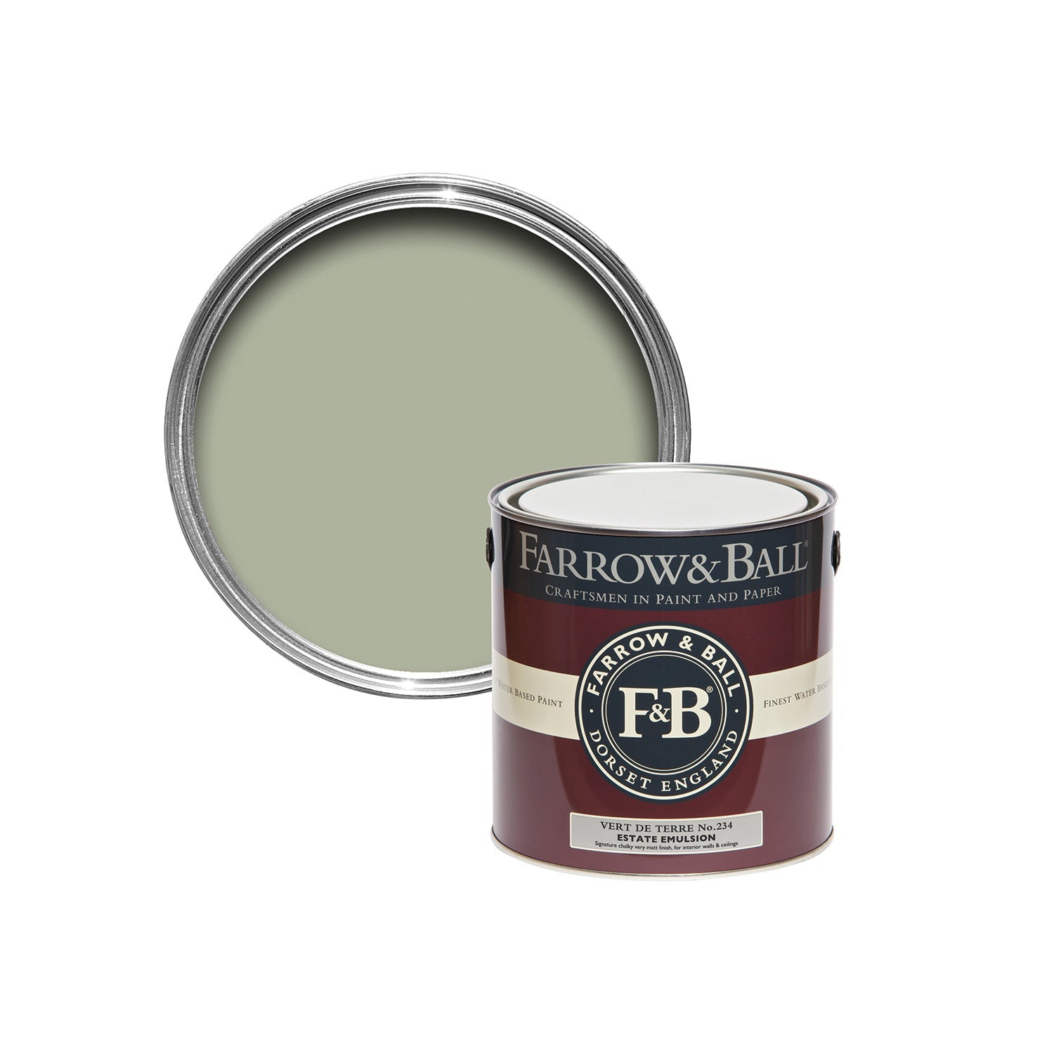 Farrow & Ball Vert De Terre paint sample pot, duvallatelier.com
