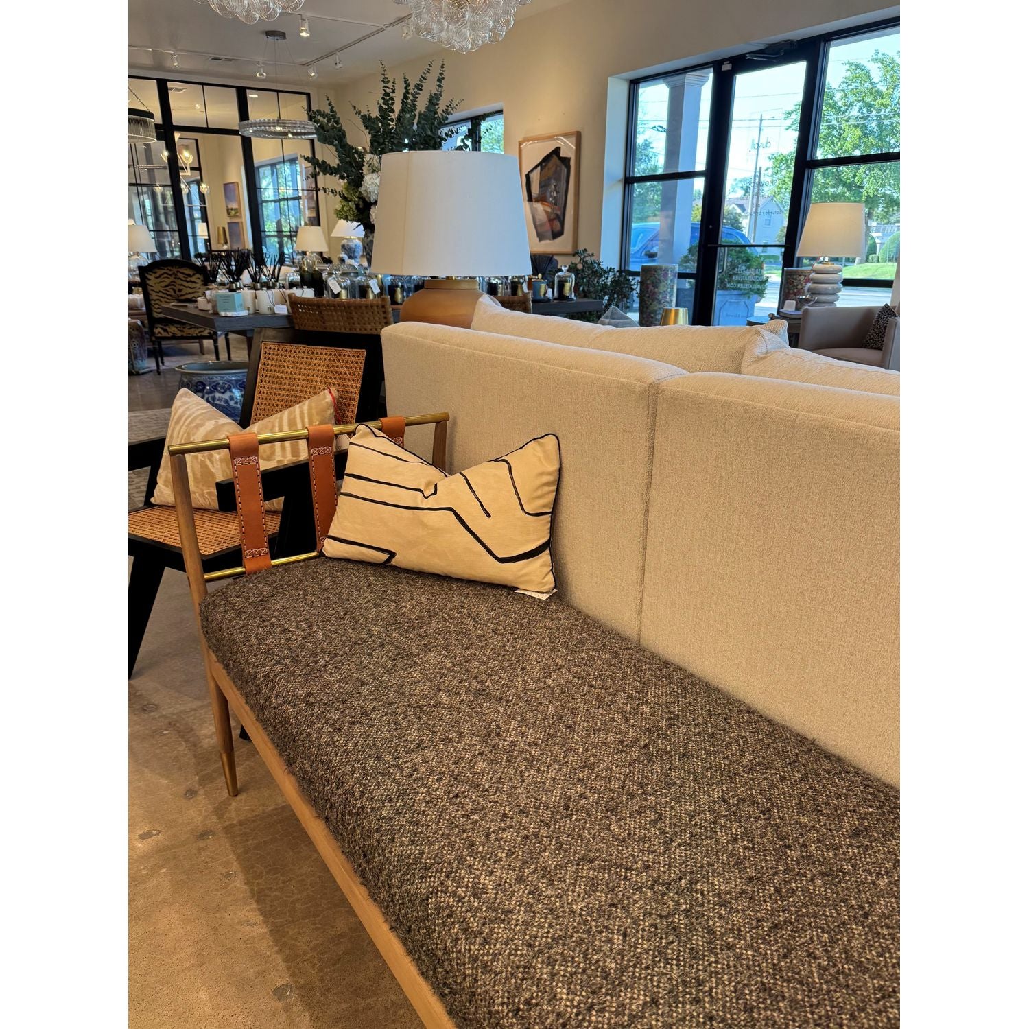 Yanasi Bench in Black Boucle, duvallatelier.com