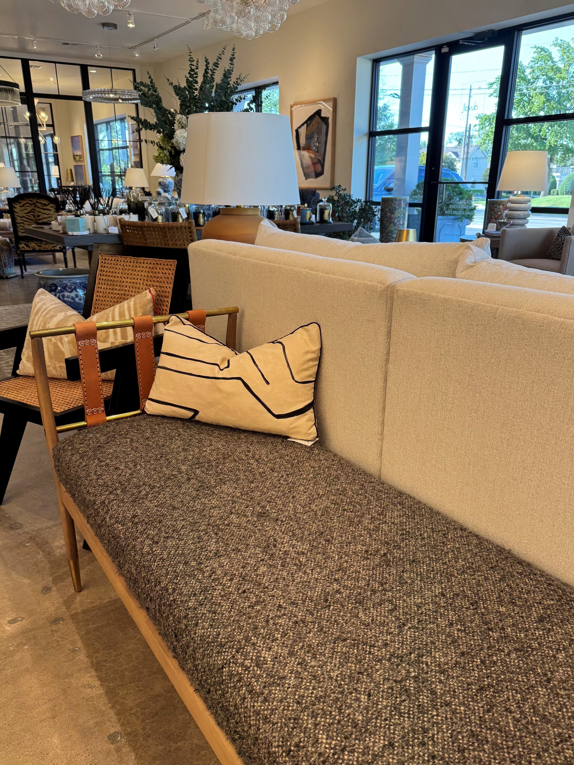 Yanasi Bench in Black Boucle, duvallatelier.com