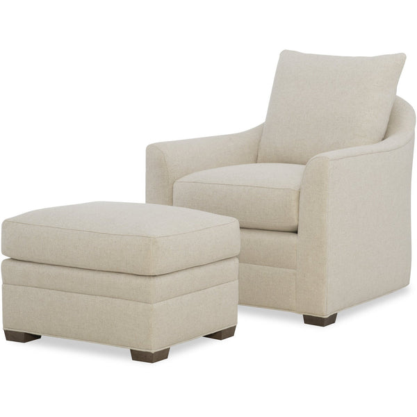 WESLEY HALL GERRINGER CHAIR, CUSTOM FABRIC, DUVALL ATELIER The Gerringer chair combines comfort with beauty. This chair is great for lounging with the pillow back offering additional support. The matching ottoman offers additional comfort.  