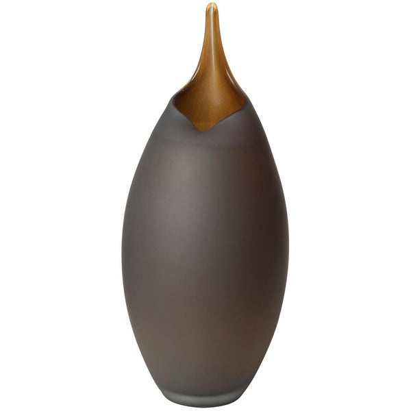 FROSTED GREY VASE WITH AMBER CASING SM