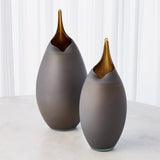 FROSTED GREY VASE WITH AMBER CASING SM