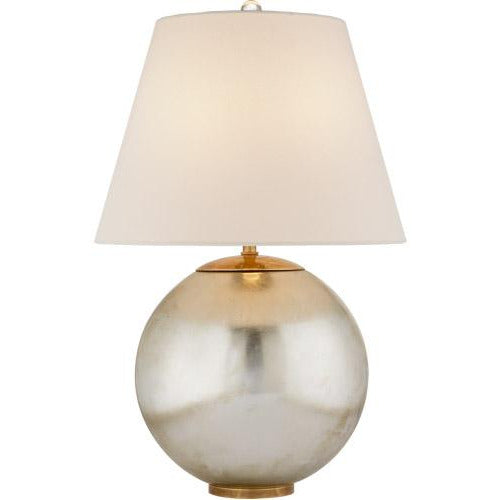 Visual Comfort Morton Table Lamp in Burnished Silver Leaf with Linen Shade/ Duvall Atelier 