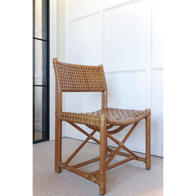 LACED RAWHIDE ARMLESS CHAIR by McGuire