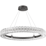 ASSCHER 36" RING CHANDELIER, Reminiscent of a classic diamond tennis bracelet, this 36” diameter ceiling fixture adds a touch of modern elegance to any space. Integrated LED light refracting through clear hand-cast glass creates beautiful ambient light, while cleverly concealed down lights provide additional task lighting. The touch of LED-lit hand blown glass nod to an organic aesthetic that exudes casual sophistication. Each glass shade is a one-of-a-kind artisan creation. Duvall Atelier