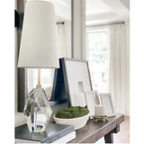VISUAL COMFORT HALCYON ACCENT TABLE LAMP IN CRYSTAL WITH LINEN SHADE, DUVALL ATELIER 