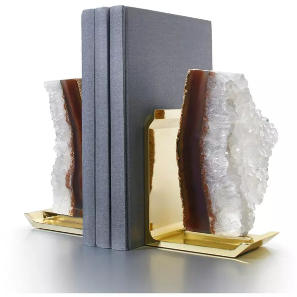  The Fim Bookends are designed to frame your treasured books with style. Crafted from semi-precious gems formed inside ancient lava streams, and polished silver and gold, these timeless classics are heirloom-quality pieces. Known for: promoting reading coast-to-coast, from the classics, to modern literature.