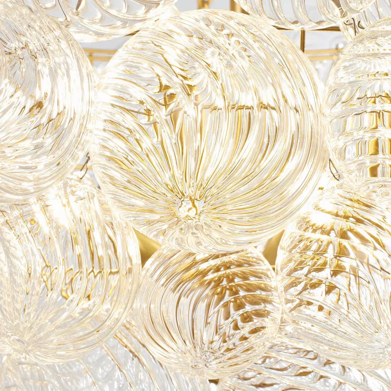 Talia Large Chandelier in Gild and Clear Swirled Glass