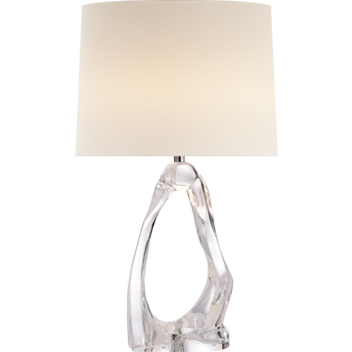 Visual Comfort Cannes Table Lamp in Clear Glass with Linen Shade/ Duvall Atelier