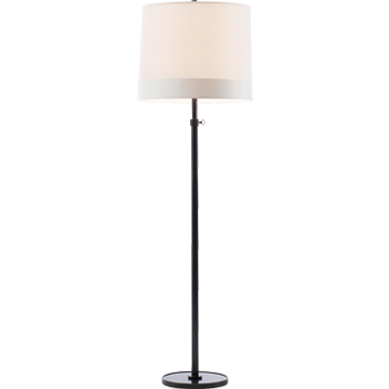 Visual Comfort Simple Floor Lamp in Bronze with Silk Banded Shade/ Duvall Atelier 