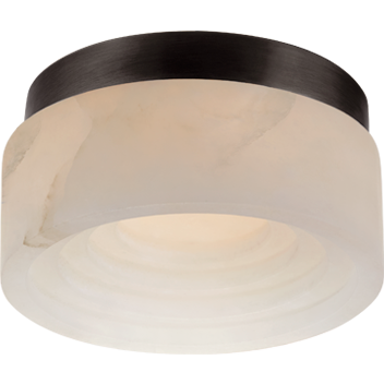 VISUAL COMFORT OTTO SOLITAIRE FLUSH MOUNT IN BRONZE WITH ALABASTER, DUVALL ATELIER