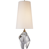VISUAL COMFORT HALCYON ACCENT TABLE LAMP IN CRYSTAL WITH LINEN SHADE, DUVALL ATELIER