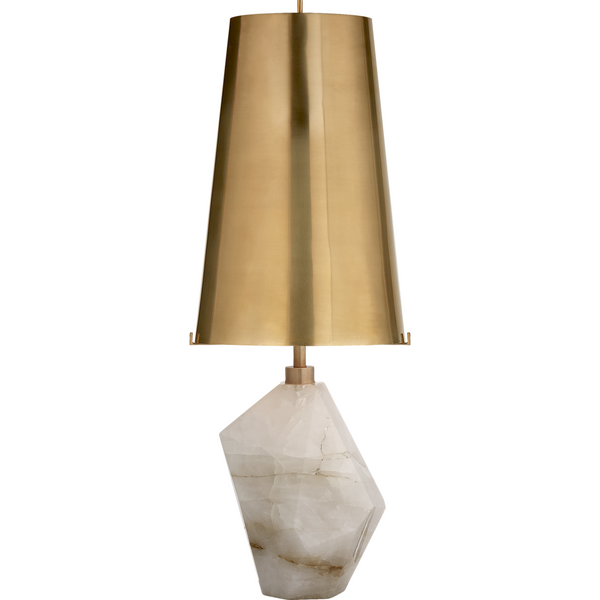 Visual Comfort Halcyon Accent Table Lamp in Quartz with Antique Brass Shade/ Duvall Atelier 